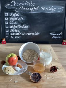 Zutaten-Checkliste für ein Bratapfel-Porridge